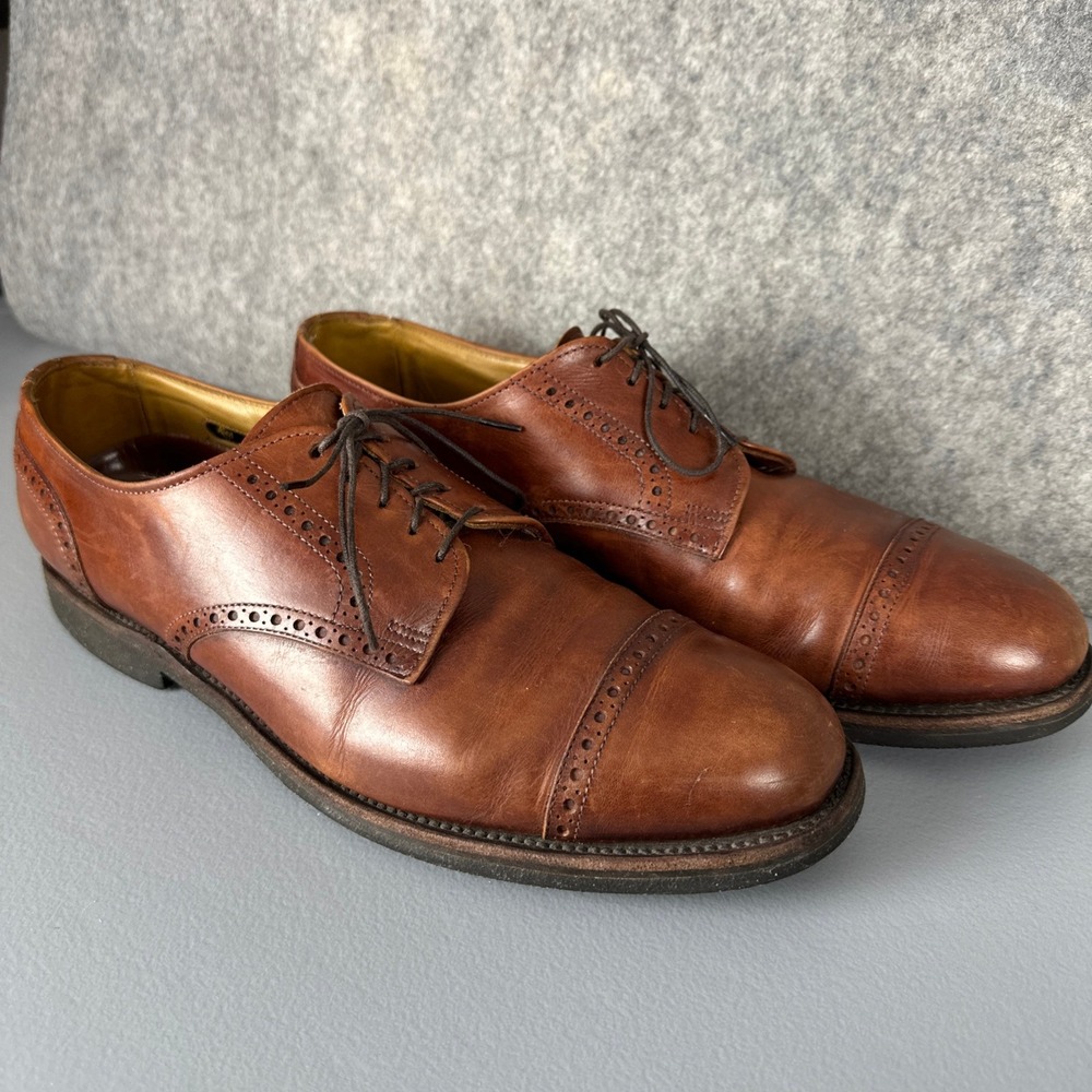 Allen Edmonds Shoes Mens 12 Brown 3458 Sanford Cap Toe Brogue Oxfords